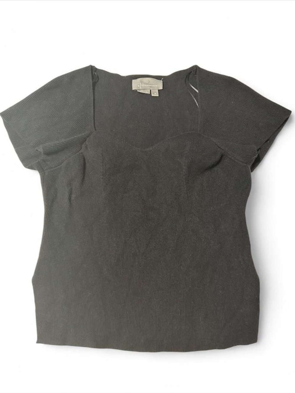 By Anthropologie Ribbed Sweetheart Knit Top 🖤✨